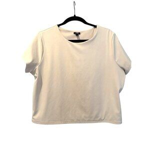 Express Body Contour Short Sleeve Cream Top XL Polyester/Spandex Blend
